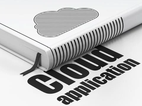 Cloud computing concept: book Cloud, Cloud Application on white background Illustrazione stock