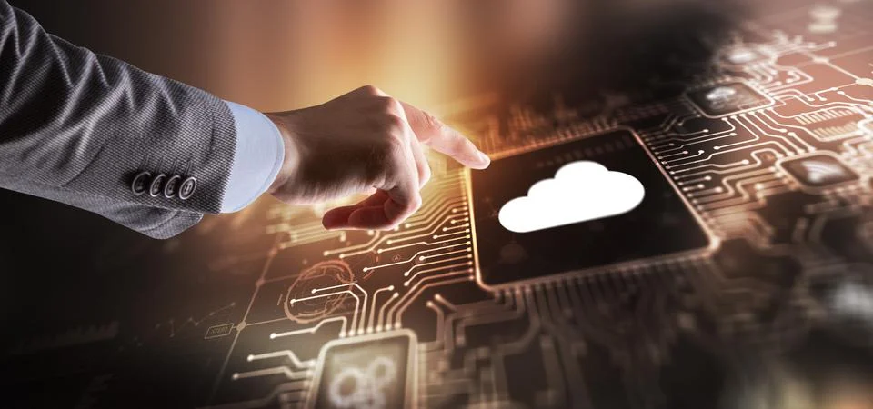 Cloud Computing Concept. Business click icon Stock Photos