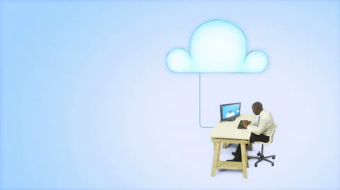 Cloud computing concept with business person Vídeo Stock 32721137