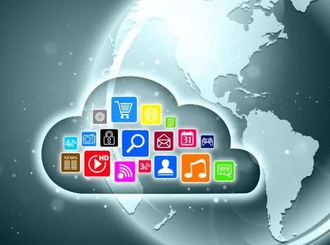 Cloud computing concept for business presentations Illustrazione stock