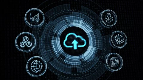 Cloud computing concept. Business, technology, internet and networking concep Stock Footage 142932345