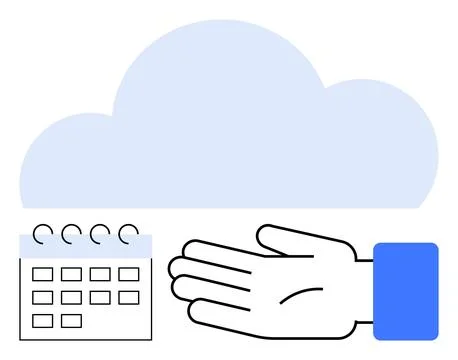 Cloud Computing Concept with Calendar and Supporting Hand Stock Illustration