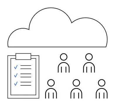 Cloud Computing Concept with Checklist and User Group Symbols Illustrazione stock