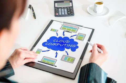 Cloud computing concept on a clipboard 스톡 사진