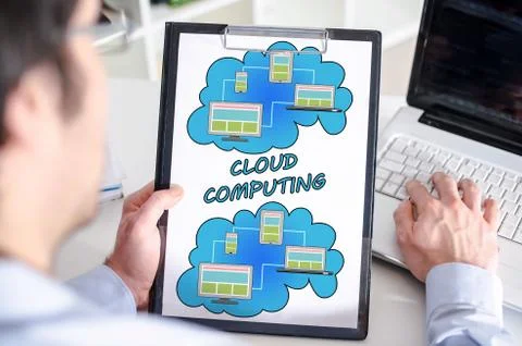 Cloud computing concept on a clipboard Stock Photos