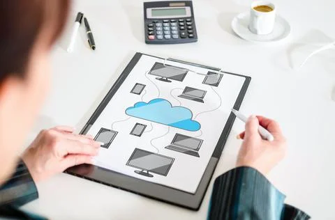 Cloud computing concept on a clipboard Stockfoto's