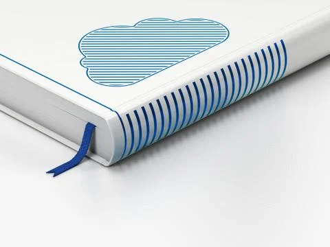 Cloud computing concept: closed book, Cloud on white background Stock Illustration