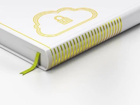 Cloud computing concept: closed book, Cloud With Padlock on white background Stock Illustration