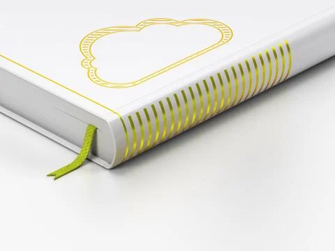 Cloud computing concept: closed book, Cloud on white background Illustrazione stock