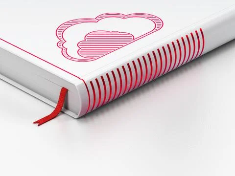 Cloud computing concept: closed book, Cloud on white background Stock Illustration