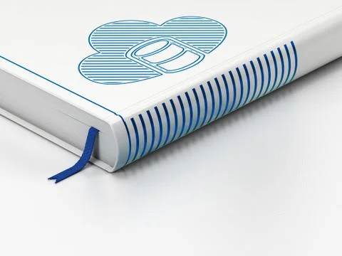 Cloud computing concept: closed book, Database With Cloud on white background Illustrazione stock