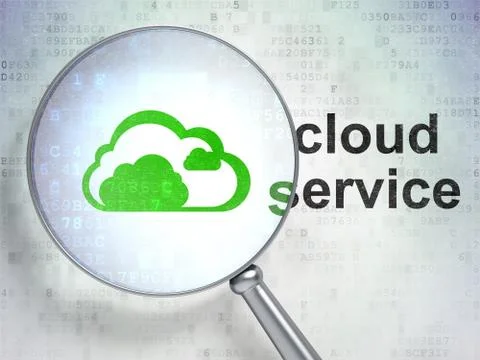 Cloud computing concept: Cloud and Cloud Service with optical glass 스톡 일러스트