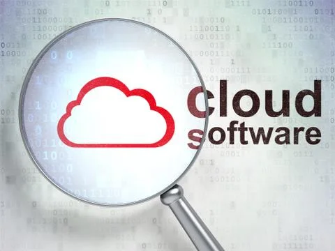 Cloud computing concept: Cloud and Cloud Software with optical g Illustrazione stock