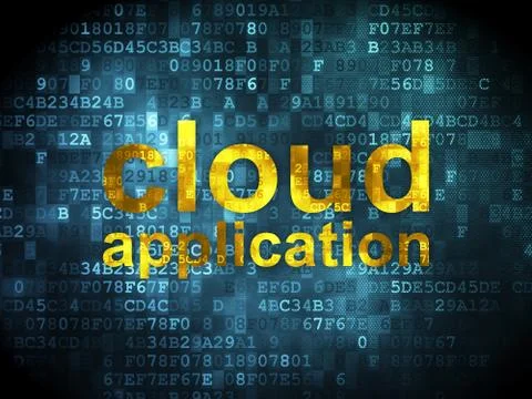 Cloud computing concept: Cloud Application on digital background 스톡 일러스트