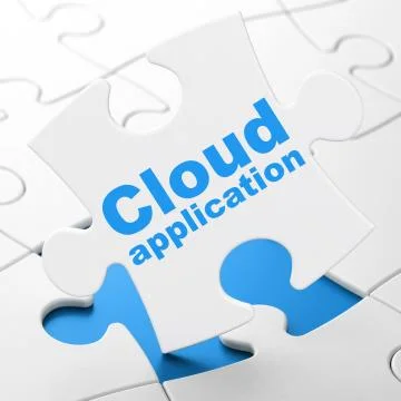 Cloud computing concept: Cloud Application on puzzle background Stock Illustration