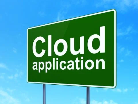 Cloud computing concept: Cloud Application on road sign background イラスト素材