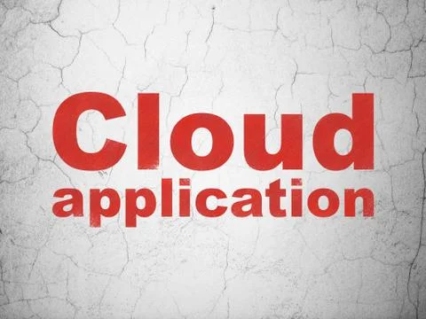 Cloud computing concept: Cloud Application on wall background Stock Illustration