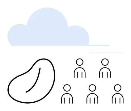 Cloud Computing Concept with Cloud, Bean Shape, and Multiple User Icons in .. Stock Illustration