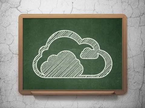 Cloud computing concept: Cloud on chalkboard background Illustrazione stock