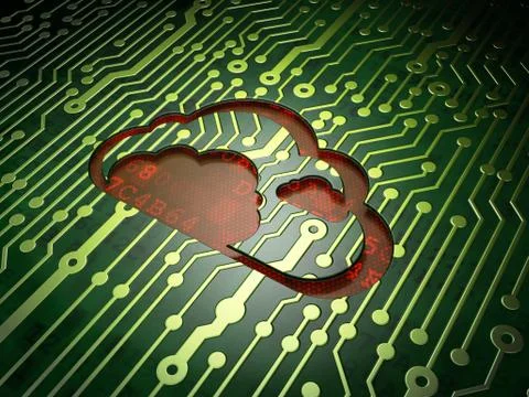 Cloud computing concept: Cloud on circuit board background Illustrazione stock