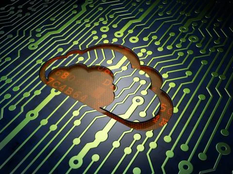 Cloud computing concept: Cloud on circuit board background Stockillustratie
