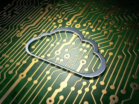 Cloud computing concept: Cloud on circuit board background Stock Illustration