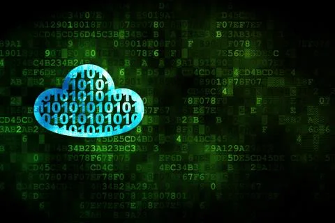 Cloud computing concept: Cloud With Code on digital background Illustrazione stock