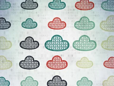 Cloud computing concept: Cloud With Code icons on Digital Paper background イラスト素材