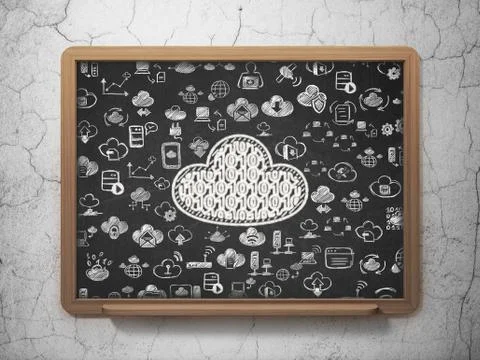 Cloud computing concept: Cloud With Code on School Board background Stock Illustration