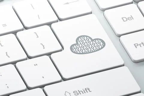 Cloud computing concept: Cloud With Code on computer keyboard background Illustrazione stock