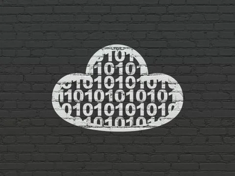 Cloud computing concept: Cloud With Code on wall background Illustrazione stock