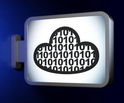 Cloud computing concept: Cloud With Code on billboard background Illustrazione stock