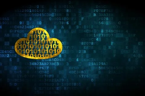 Cloud computing concept: Cloud With Code on digital background Illustrazione stock