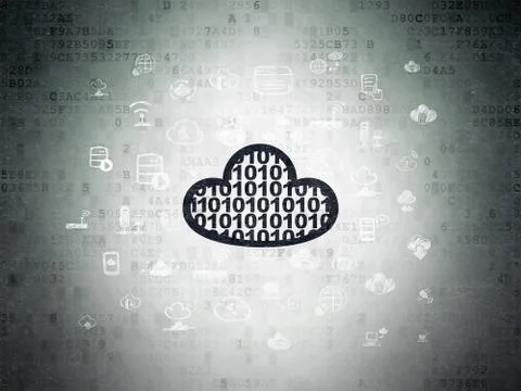 Cloud computing concept: Cloud With Code on Digital Data Paper background Stock Illustration