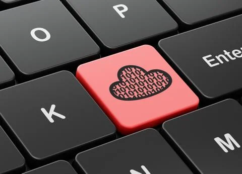 Cloud computing concept: Cloud With Code on computer keyboard background Illustrazione stock
