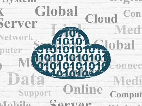 Cloud computing concept: Cloud With Code on wall background イラスト素材