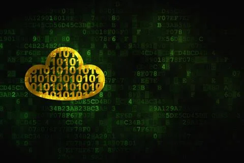 Cloud computing concept: Cloud With Code on digital background Illustrazione stock