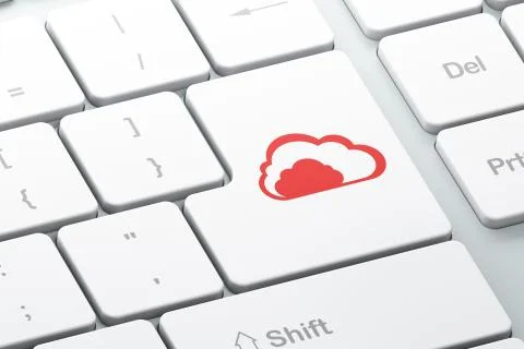 Cloud computing concept: Cloud on computer keyboard background Illustrazione stock