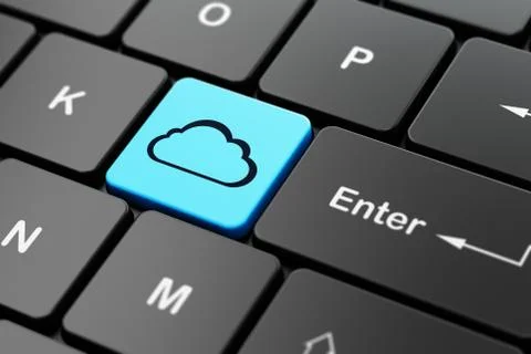 Cloud computing concept: Cloud on computer keyboard background 스톡 일러스트