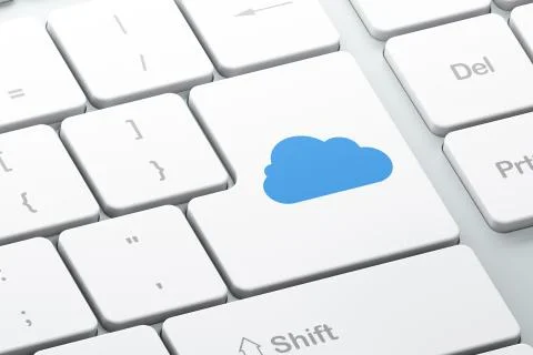 Cloud computing concept: Cloud on computer keyboard background Illustrazione stock