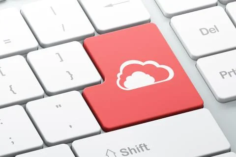 Cloud computing concept: Cloud on computer keyboard background Illustrazione stock