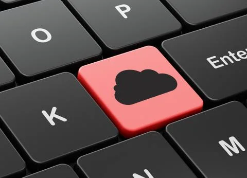 Cloud computing concept: Cloud on computer keyboard background 스톡 일러스트