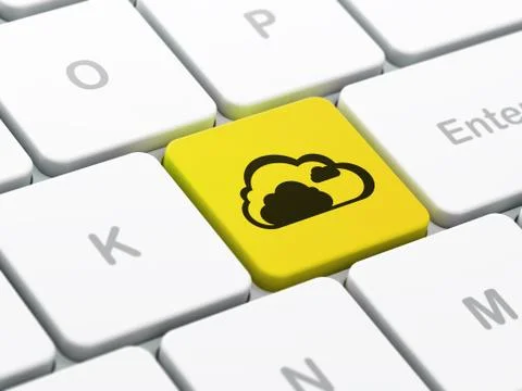 Cloud computing concept: Cloud on computer keyboard background Stock Illustration