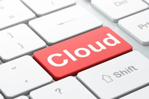 Cloud computing concept: Cloud on computer keyboard background 스톡 일러스트