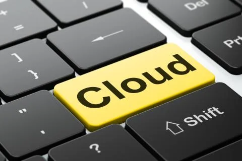 Cloud computing concept: Cloud on computer keyboard background 스톡 일러스트