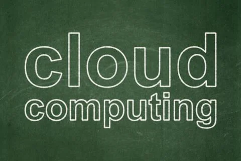 Cloud computing concept: Cloud Computing on chalkboard background Stock Illustration