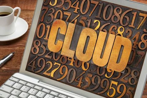 Cloud computing concept cloud computing concept - word in vintage letterpr... Foto stock