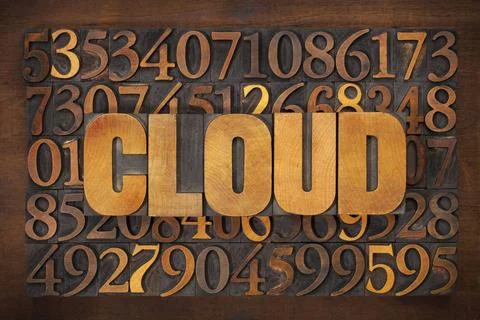  cloud computing concept cloud computing concept - word in vintage letterp... 스톡 사진