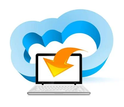 Cloud computing concept Cloud computing concept. Laptop on the cloud with ... Stock Photos