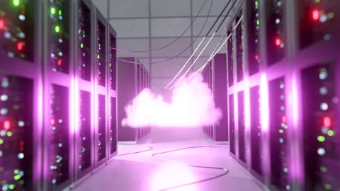 Cloud Computing. Concept of cloud in data center. Artificial Intelligence. Stock Footage 239016553